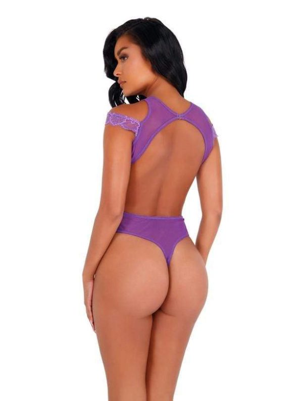 Black Lace & Mesh Cutout Teddy on Sale - Image 4