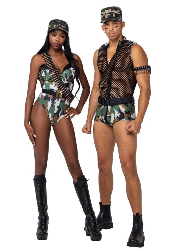 Men s 3 Pc Sergeant Stud Army Halloween Cosplay Costume Discount - Image 3