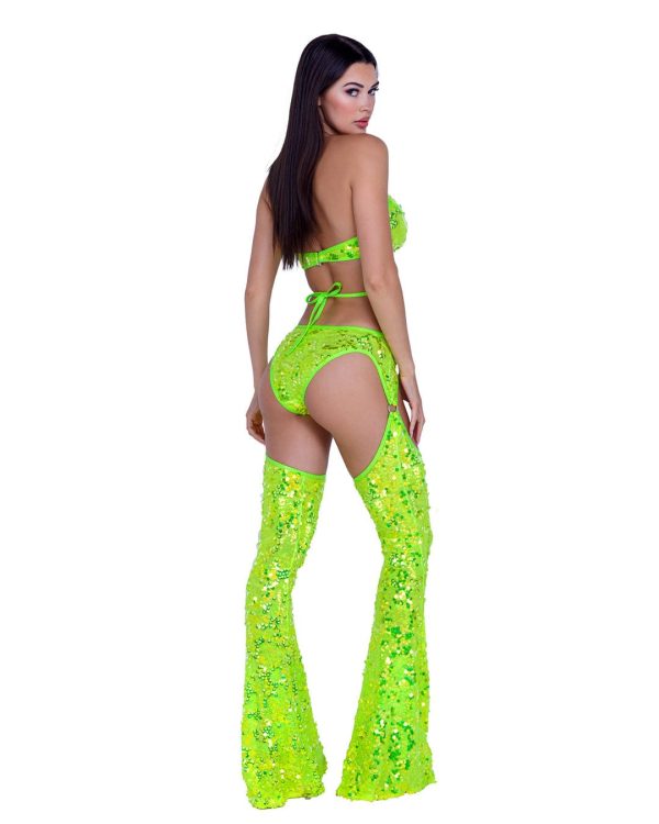 Sexy Yellow Sequin Criss Cross Top w  Ring Hardware Supply - Image 2