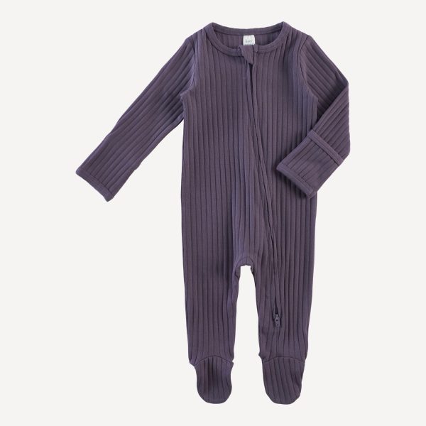 long sleeve two way zipper footie | vintage violet | classic rib Fashion - Image 3