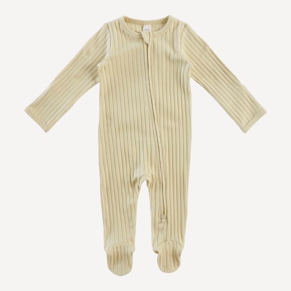 long sleeve two way zipper footie | mushroom cap | classic rib on Sale