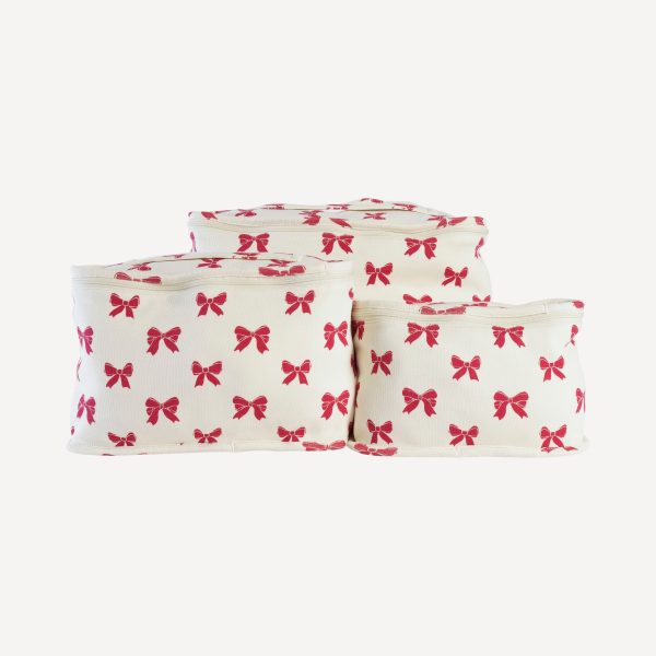 diaper cubes set of 3 | red bow | organic cotton interlock Hot on Sale